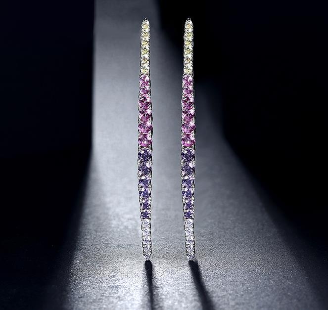 Boucles d'oreilles en argent Zircon coloré Bijoux exquis pour femmes