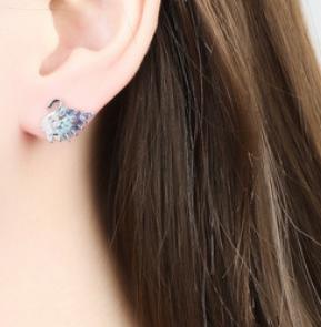 Boucles d'oreilles mignonnes plaquées or en argent sterling 925 Gem Blue Sky Goose