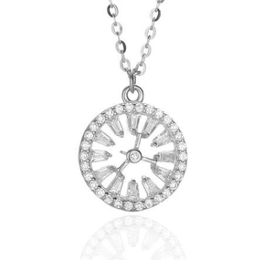 Collier d'horloge creuse en argent sterling 925 à la mode simple européenne et américaine