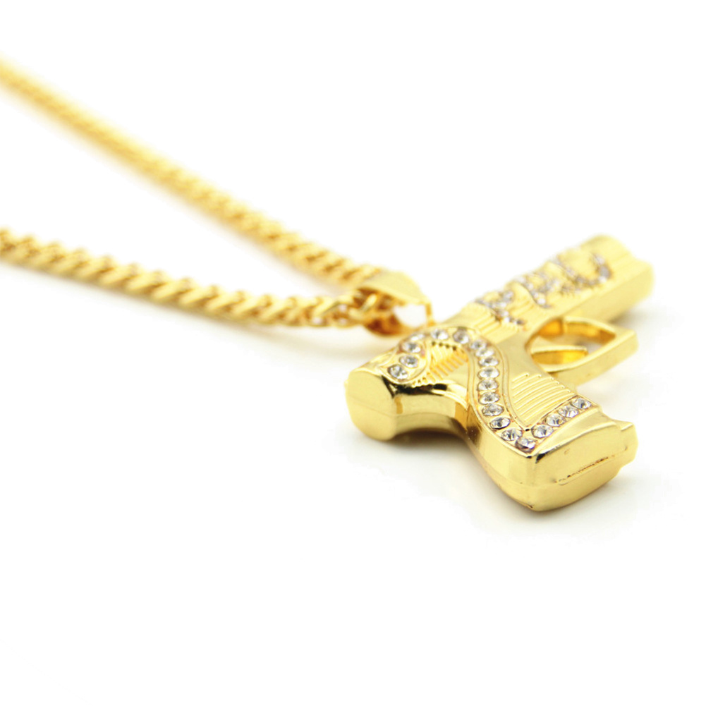 Hip Hop Pistolet Et Lettre Collier Pendentif Bijoux Fantaisie