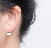 Boucles d'oreilles capables de conception ronde simple en argent sterling 925 plaqué or