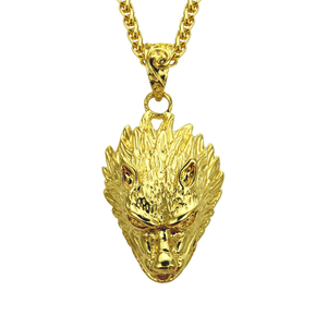 Collier pendentif tête de loup hip hop