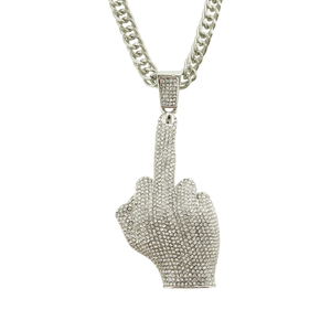 Hip Hop Satire Collier Couleur Argent Pendentif Moissanite