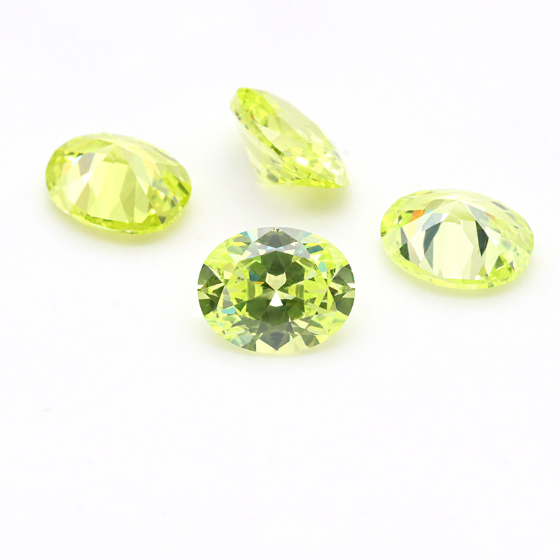 3EX Vert Pomme 5A Ovale Zircon Cubique