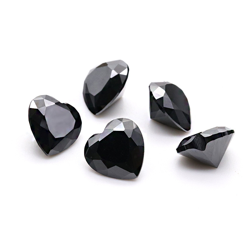 Zircone cubique en forme de coeur noir 3EX de haute qualité 3A