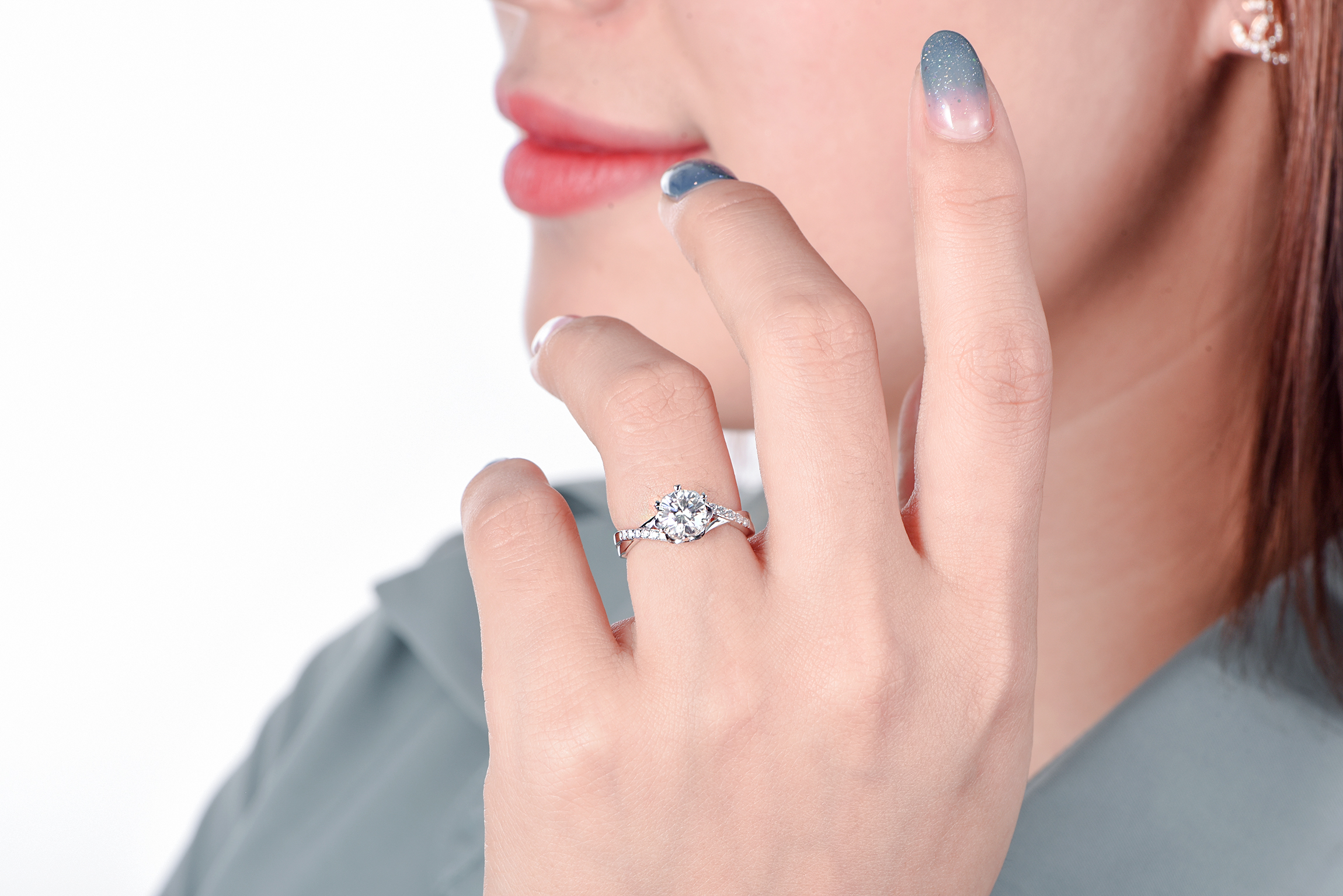 Vente en gros de bagues de mariage de haute qualité en argent 925 Moissanite Diamond Jewelry