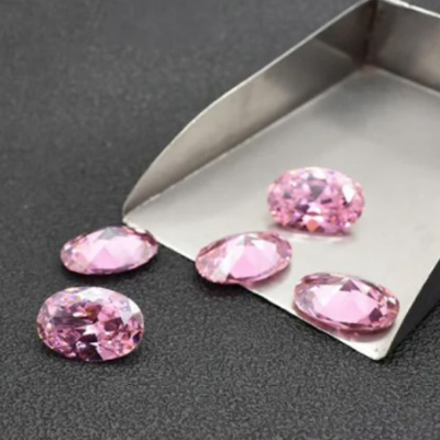 Nouveau produit couleur rose rugueux forme ovale bijoux CZ