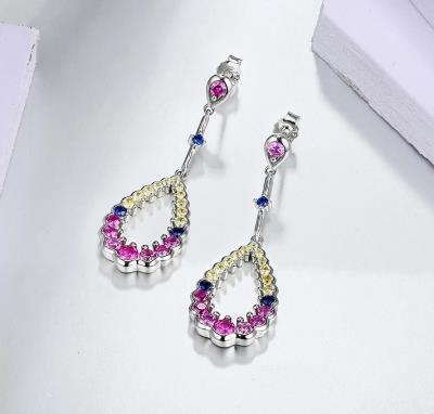 Boucles d'oreilles en argent sterling avec saphir rose pour femmes Designs S925 pour dame élégante