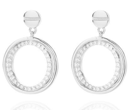 Boucles d'oreilles mode en argent sterling 925 avec petites pierres incrustées rondes