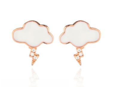 Boucles d'oreilles petits nuages ​​noirs plaqués or en argent sterling 925 Weather Series