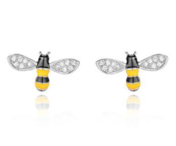 Boucles d'oreilles abeille en argent sterling plaqué or 925 Cute Animal Series