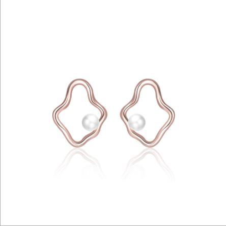 Boucles d'oreilles en perles pour femmes plaquées en argent sterling 925 irrégulières