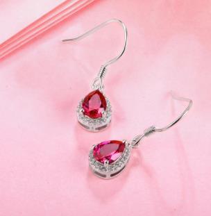 Boucles d'oreilles fantaisie multicolores en forme de poire en argent sterling 925