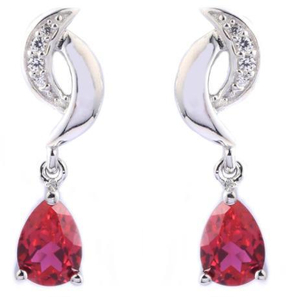 Boucles d'oreilles fantaisie plaquées argent sterling rubis précieux 925