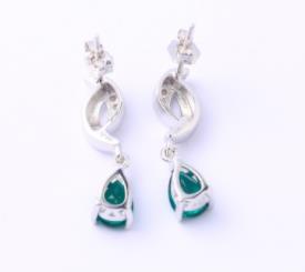 Boucles d'oreilles fantaisie de luxe en argent sterling 925 avec émeraude mystérieuse