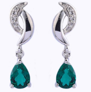 Boucles d'oreilles fantaisie de luxe en argent sterling 925 avec émeraude mystérieuse