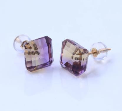 Asscher Boucles d'oreilles en argent sterling 925 transparent coloré violet Asscher