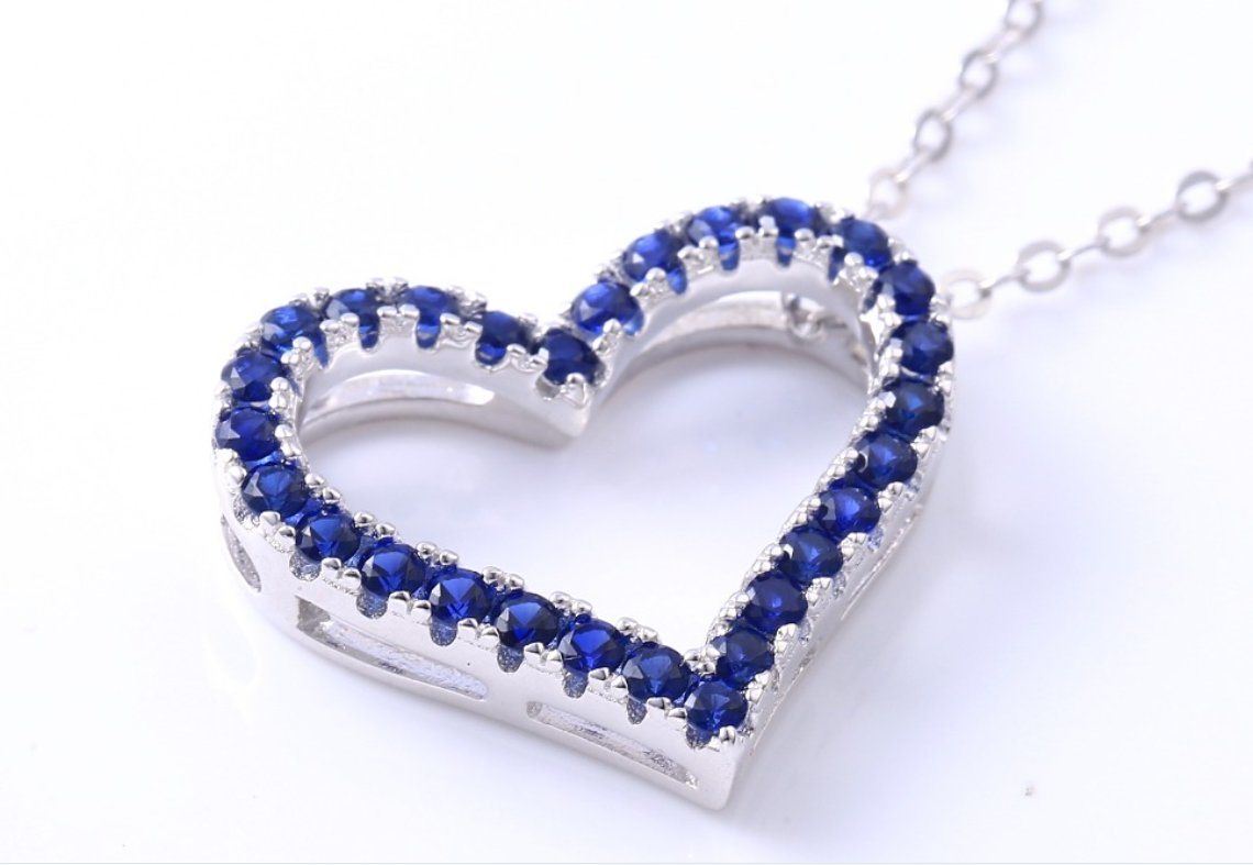 Pendentifs en argent saphir bleu pour cadeaux pendentif coeurs romantiques bijoux fins