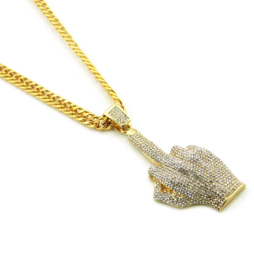 Hip Hop Moyen Doigt Collier Pendentif Bijoux De Mode