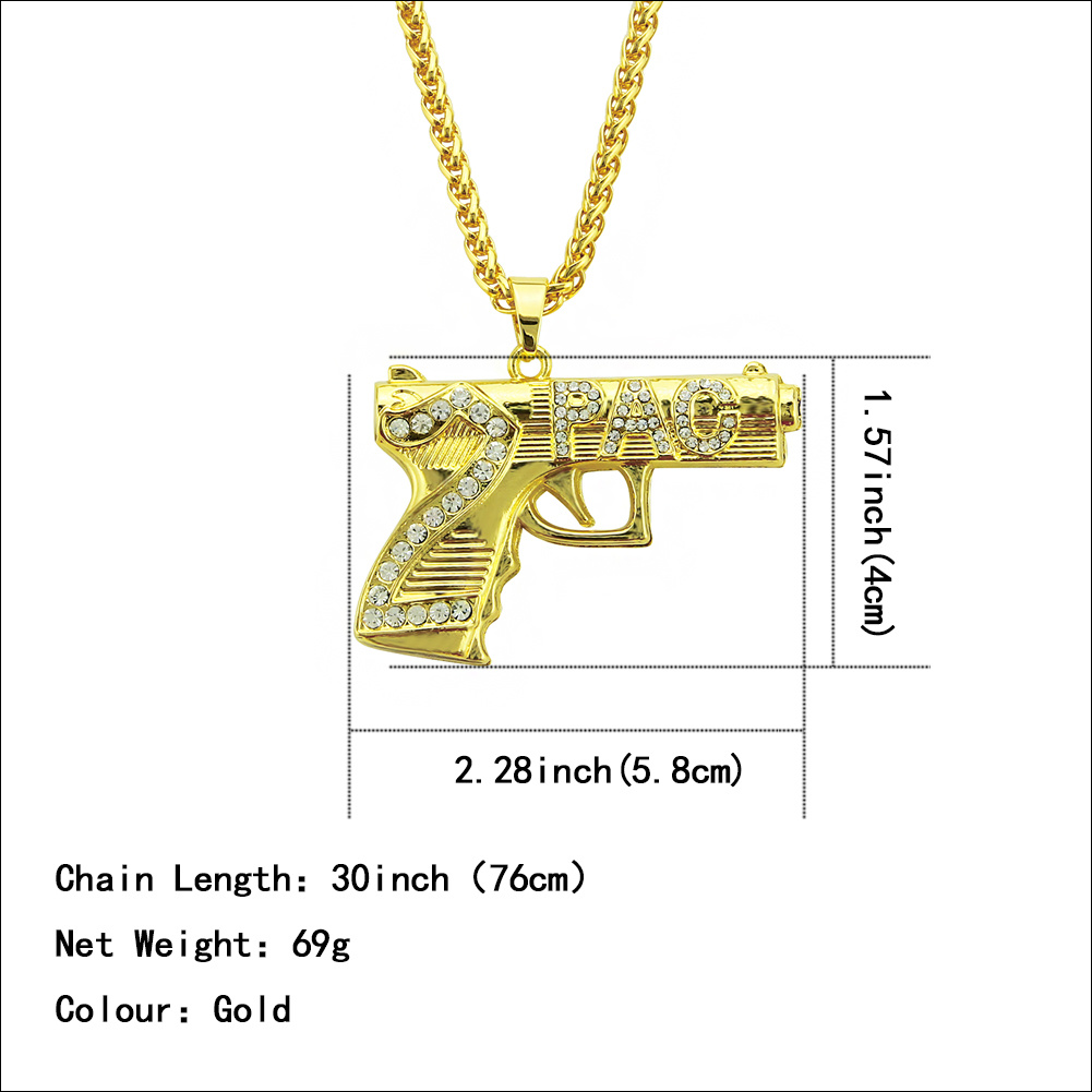 Hip Hop Pistolet Et Lettre Collier Pendentif Bijoux Fantaisie