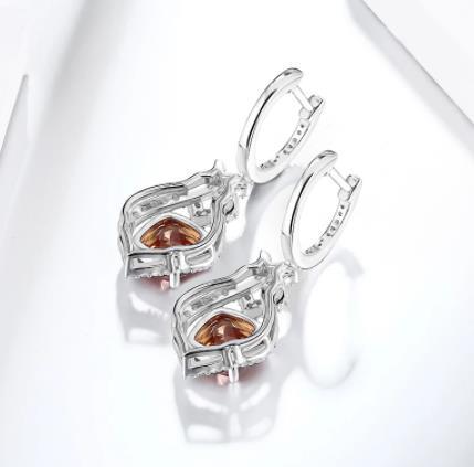 Boucles d'Oreilles Poire Argent 925 Plaqué Or Boucles d'Oreilles Gemme Femme