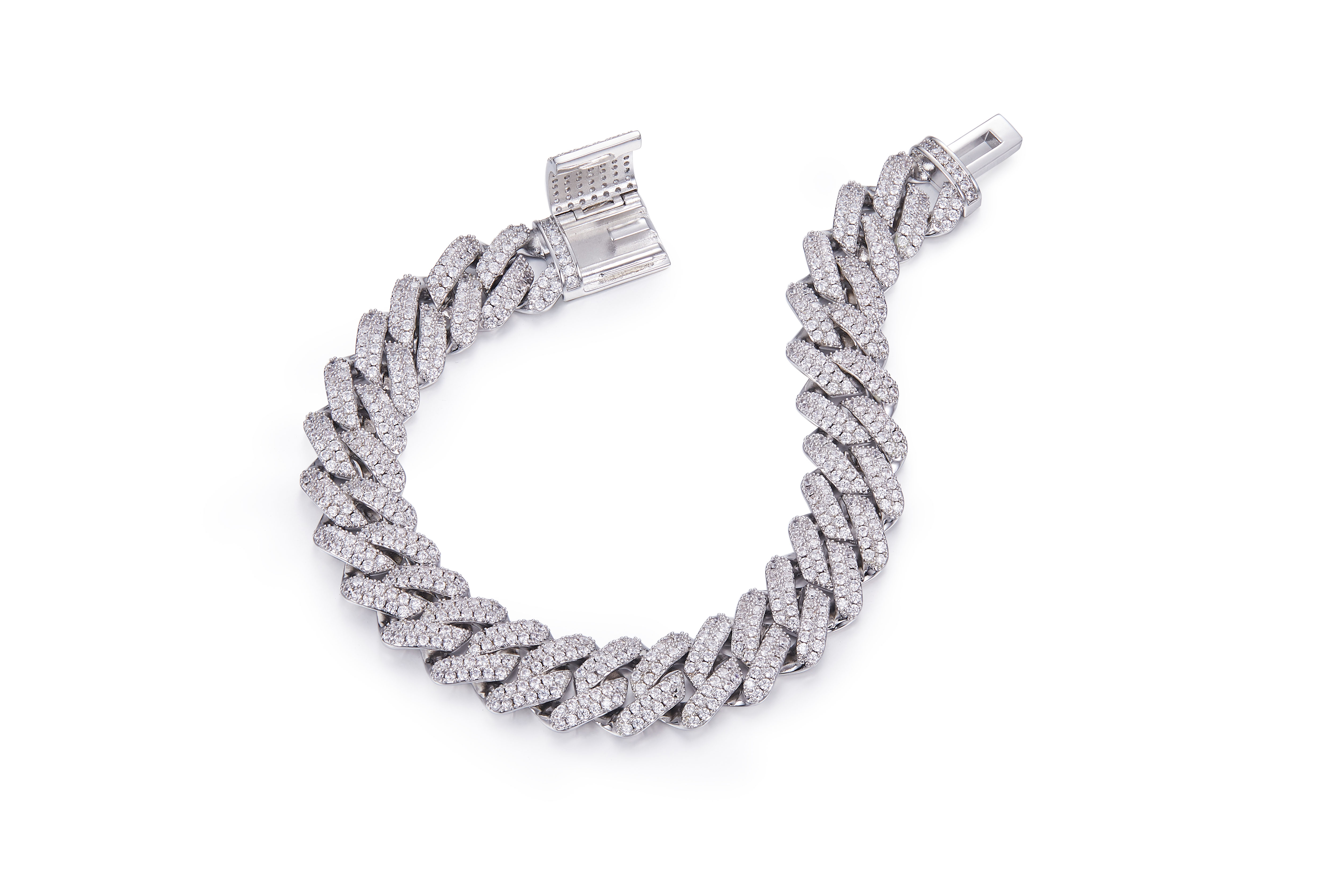 Bracelet épais en moissanite avec diamants cassés entièrement incrustés