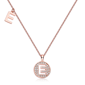 Série alphabétique E Lovely collier en or rose