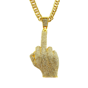 Hip Hop The Middle Finger Satire Collier Pendentif