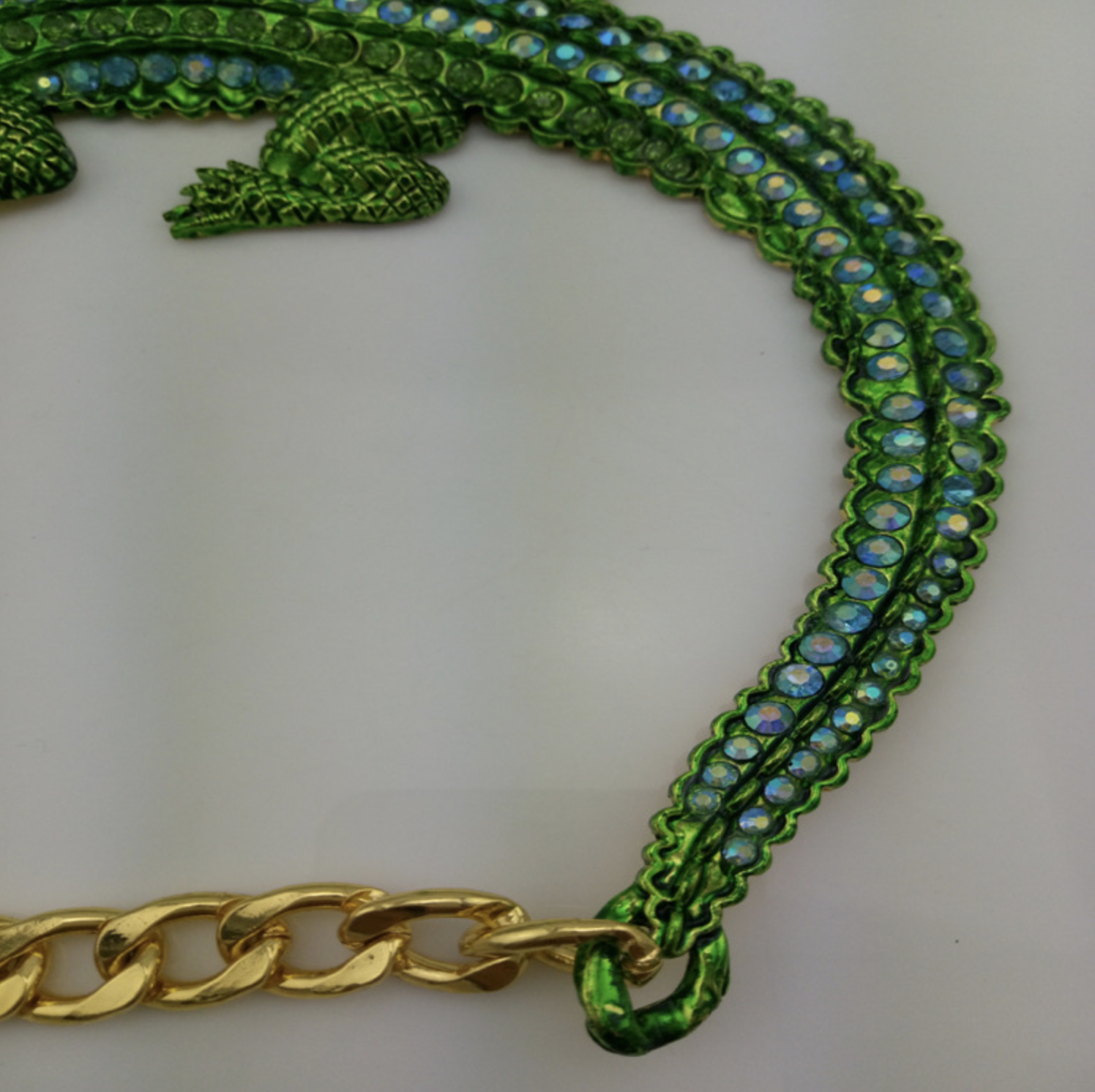 Collier Pendentif Crocodile Vert Halloween Style Hip Hop