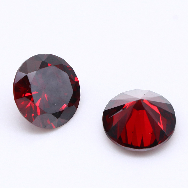 Grenat rouge zircon cubique section ronde pierre assortie