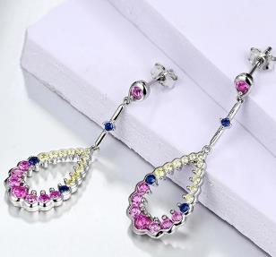 Boucles d'oreilles en argent sterling avec saphir rose pour femmes Designs S925 pour dame élégante