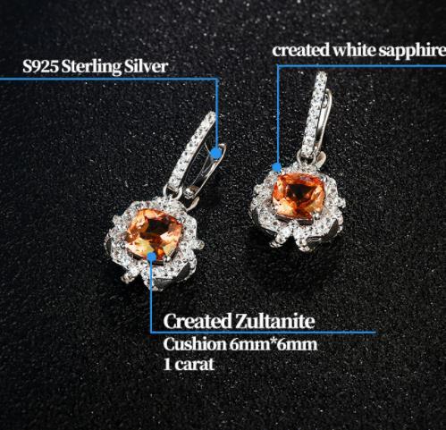 Zultanite couleur changement pierre argent boucle d'oreille femmes bijoux fins créés Diaspore Zultanite classique bijoux Style