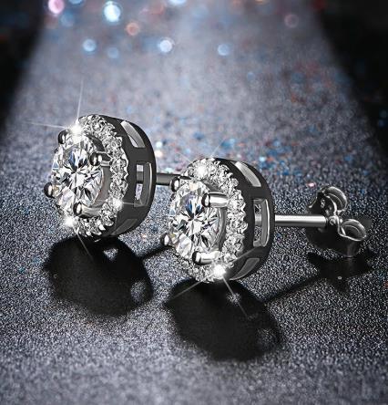 Boucles d'oreilles en argent 925 plaqué rhodium testées par Moissanite Totadiamond à coupe ronde, bijoux, cadeau pour petite amie