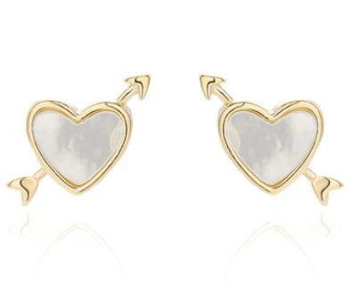 Boucles d'oreilles pour femmes en argent sterling plaqué or avec flèche de cupidon 925