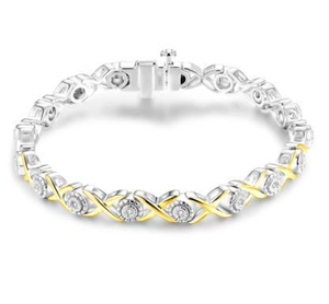 Bracelet à breloques en argent sterling 925 18 carats avec pierre de tennis pour femme