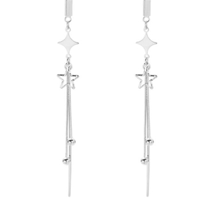 Boucles d'oreilles pop en argent sterling 925 avec pompon étoile