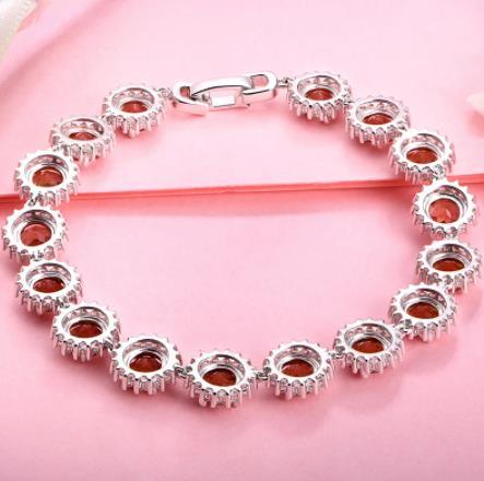 Diaspore Bracelet pour femme en argent sterling 16 carats Bracelet en pierre soudanaise artificielle