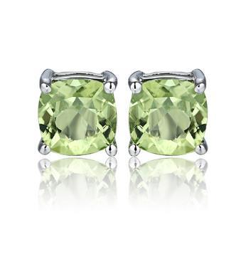 Boucles d'oreilles mignonnes pour femmes plaquées en argent sterling avec gemme colorée