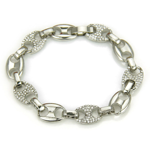 Bracelet Chaîne Cubaine Plaqué Or Fashion Strass Cristal Brillant