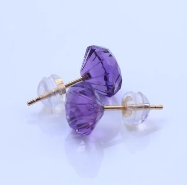 Boucles d'oreilles rondes violettes Boucles d'oreilles rondes en argent sterling 925 plaqué or