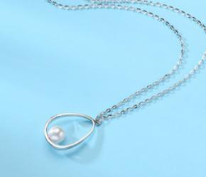 Collier de perles en argent Collier de tempérament simple en argent sterling S925