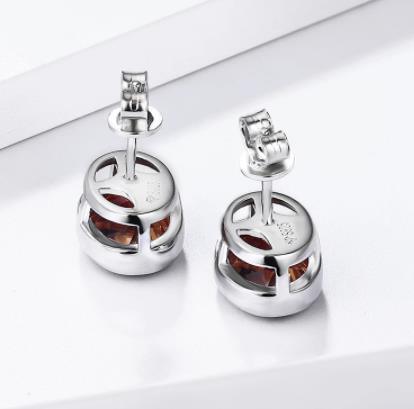 Boucles d'oreilles en argent sterling 925 avec pierres précieuses ovales de café