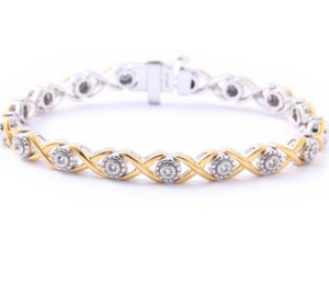 Bracelet en argent sterling avec diamants naturels plaqué or bijoux jaunes