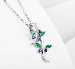 Bijoux en argent sterling S925 nourrissant collier émeraude pendentif cadeau émeraude