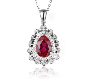 Pendentif en argent sterling avec rubis rouge créé avec pendentif en argent pour femmes avec rubis rouge