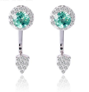 Boucles d'oreilles en argent sterling avec gemme verte Bijoux exquis Boucles d'oreilles de mariage avec gemme verte brillante S925