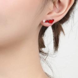 Boucles d'oreilles Red Love Boucles d'oreilles personnalisées en argent sterling 925 plaqué or