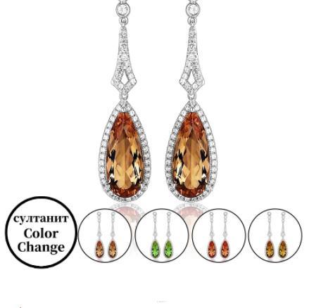 Boucles d'oreilles plaquées or en argent sterling 925 avec goutte d'eau élégante et gemme brune