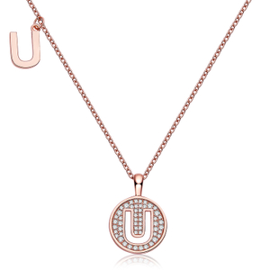 Série alphabétique U Lovely Collier en or rose