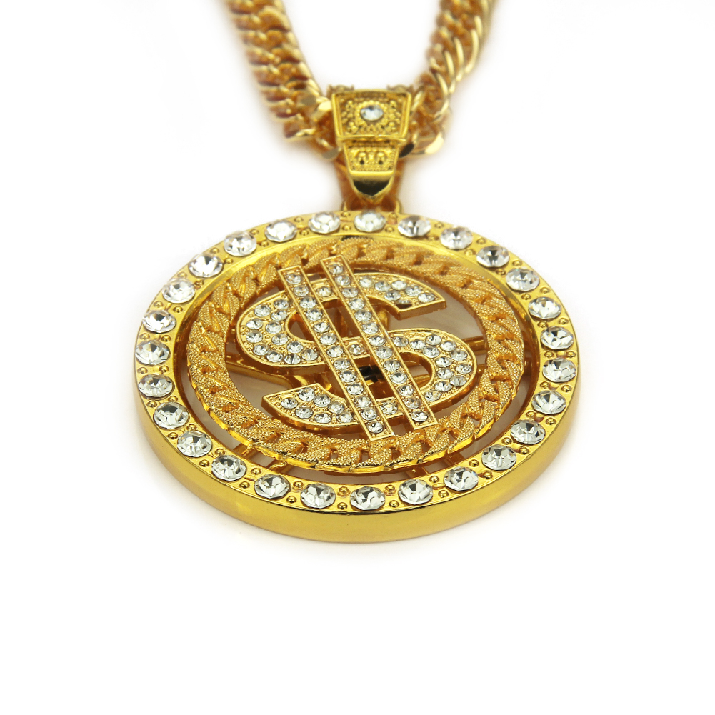 Pendentif Collier Dollar Rotatif Hip Hop